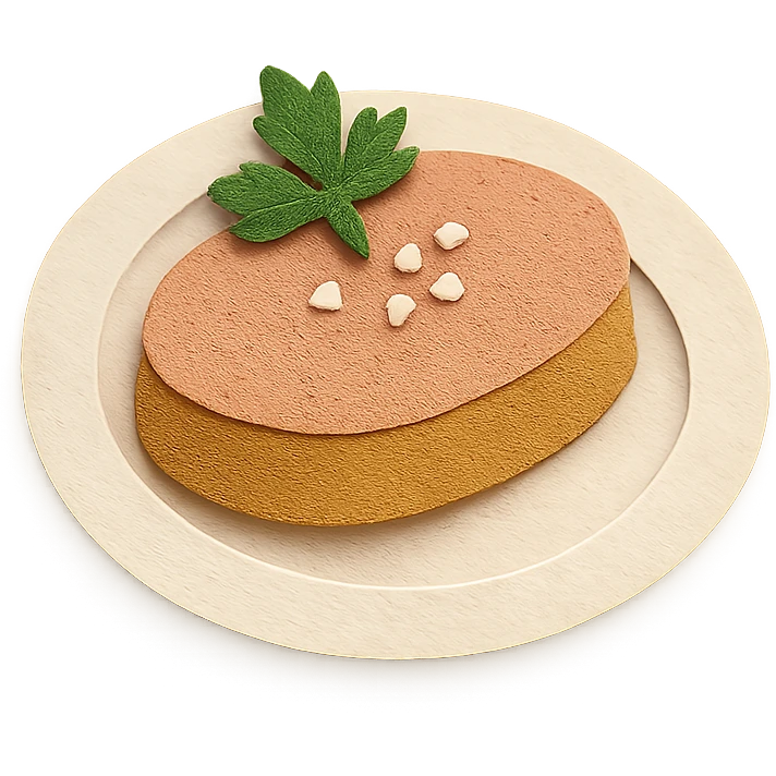 paper craft style foie gras on a plate emoji