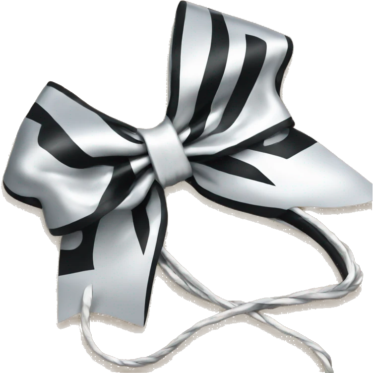 All star cheer silver and black bow with whip white on it emoji