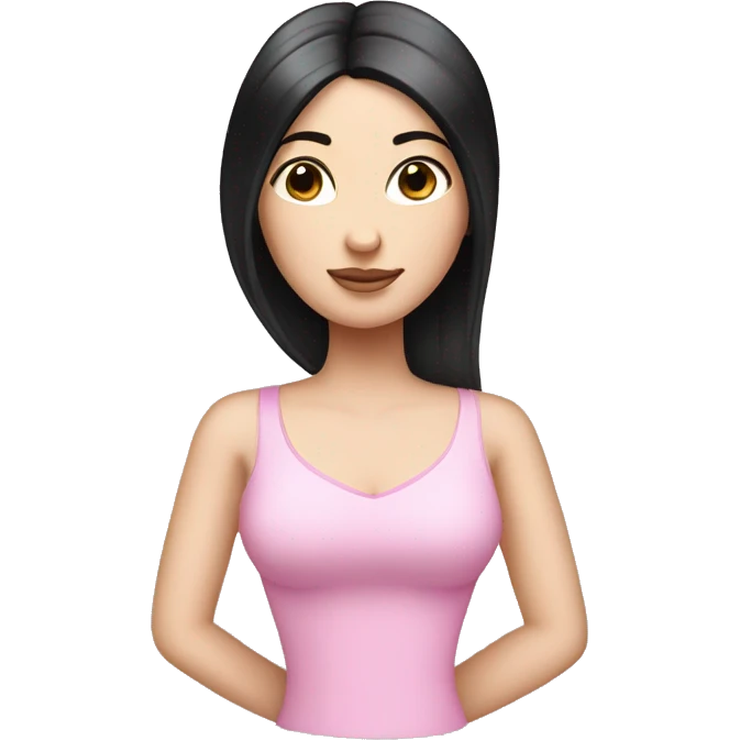 Pink Pilates princess with black straight hair and pale skin emoji