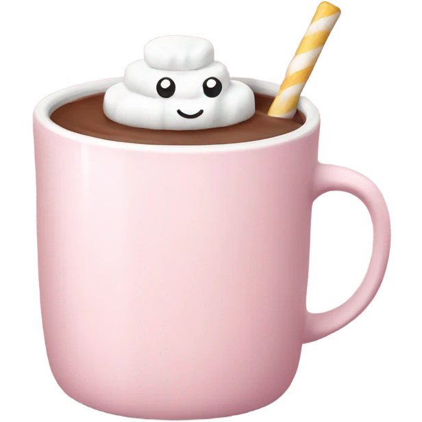 Light Pink mug of hot chocolate with marshmallows  emoji