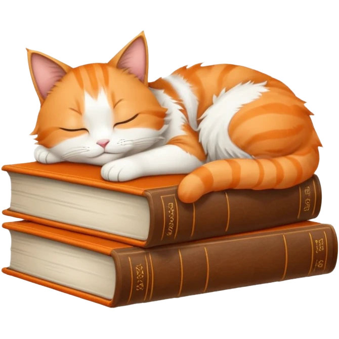 Cat sleeping on books emoji