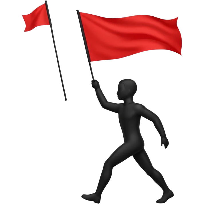 minimalist human silhouette holding a red flag emoji