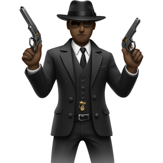 mafia member holding a revolver pistol in hands and only visible upper body emoji