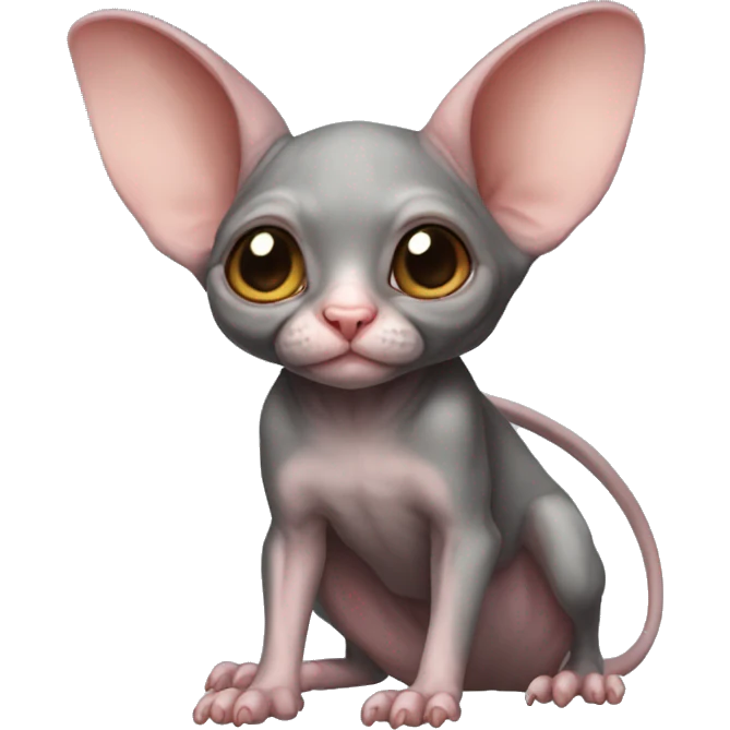 Cute Bat-Sphynx-Rat-Mouse-Rodent-Hybrid full body emoji