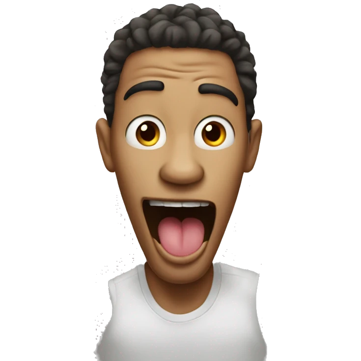 Man big mouth tongue out emoji