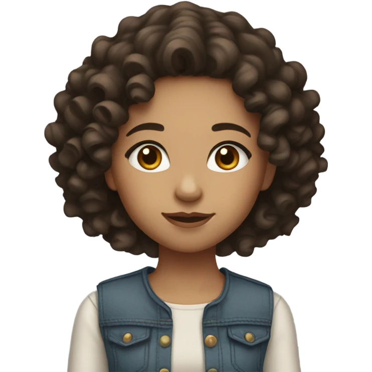 Light skin girl with dark brown curly hair and brown eyes  emoji