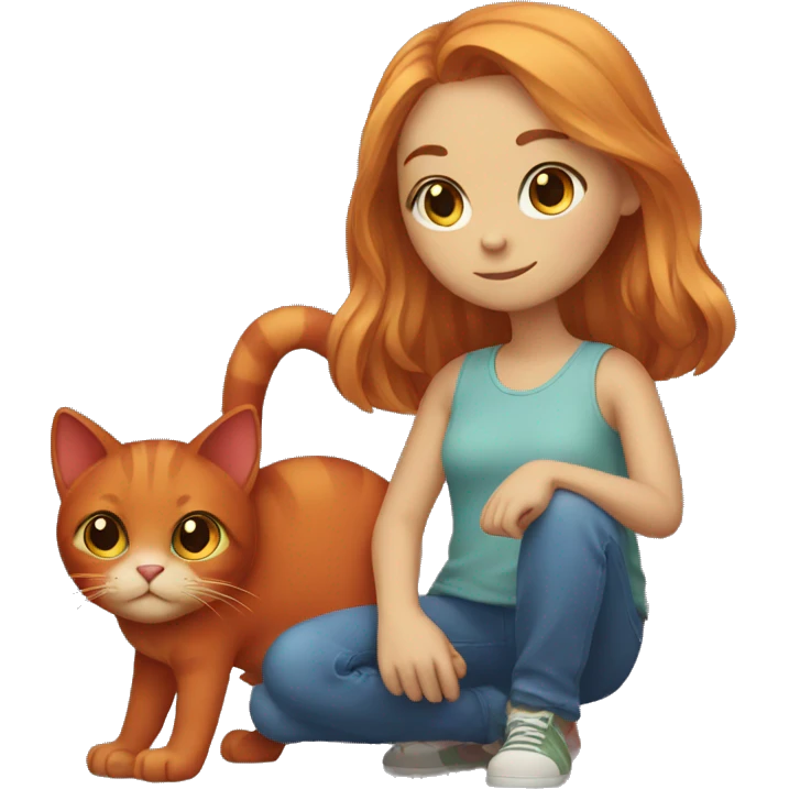 A girl with a red cat emoji