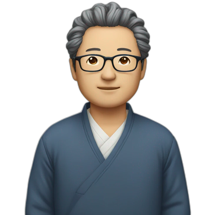 Middle-aged Japanese man with naturally permed glasses emoji