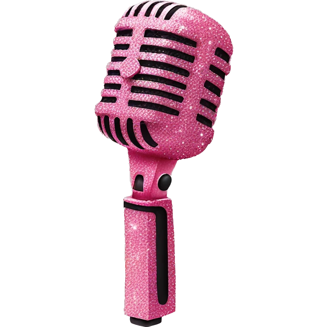 All pink mic with glitter on it  emoji