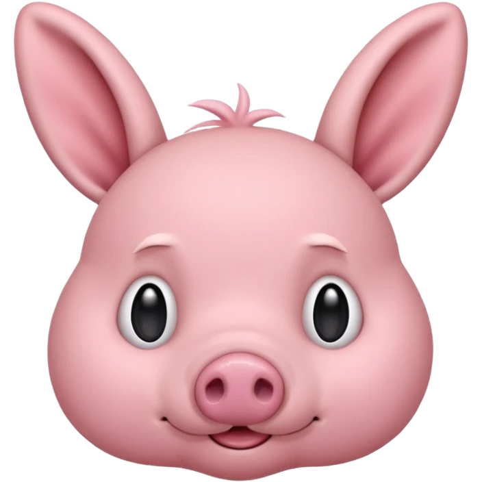 a pink creature with a pig snout but bunny ears , small smirk and blush - fringe covering the top half of his eyes ( dwaekki ) emoji