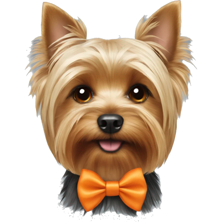 Yorkshire terrier dog wearing orange Bow tie  emoji