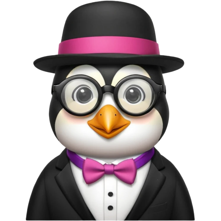 penguin wearing glasses and a hat emoji