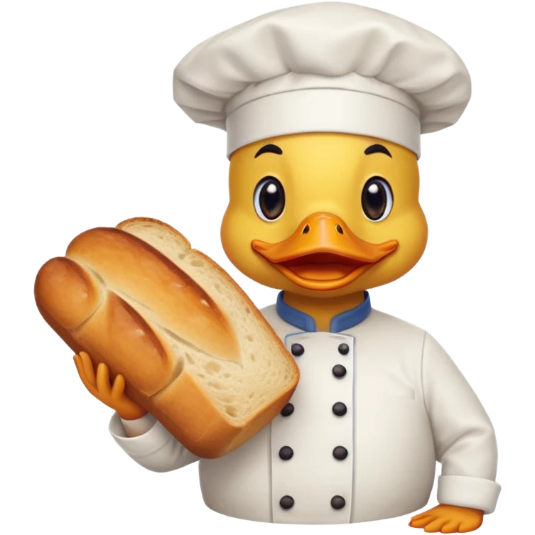 duck serving a loaf of gluten bread emoji