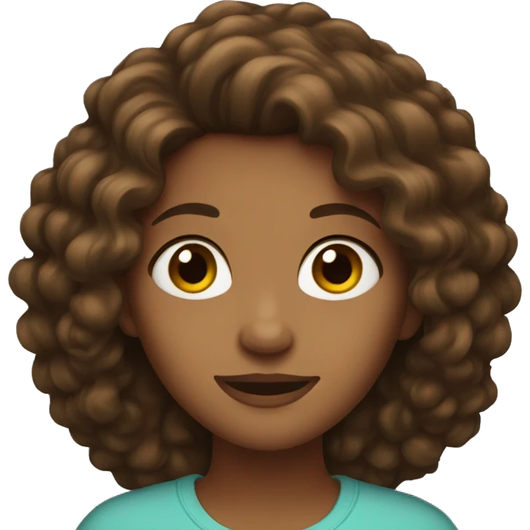 Girl with big brown hair and brown eyes  emoji