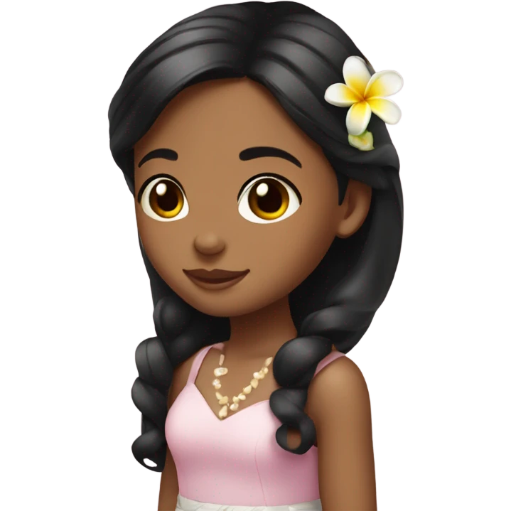 plumeria flower girl with black hair brown skin emoji