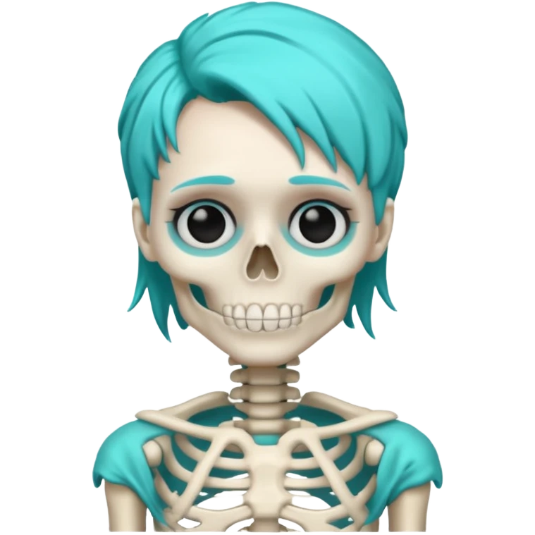 turqoise haired skeleton emoji