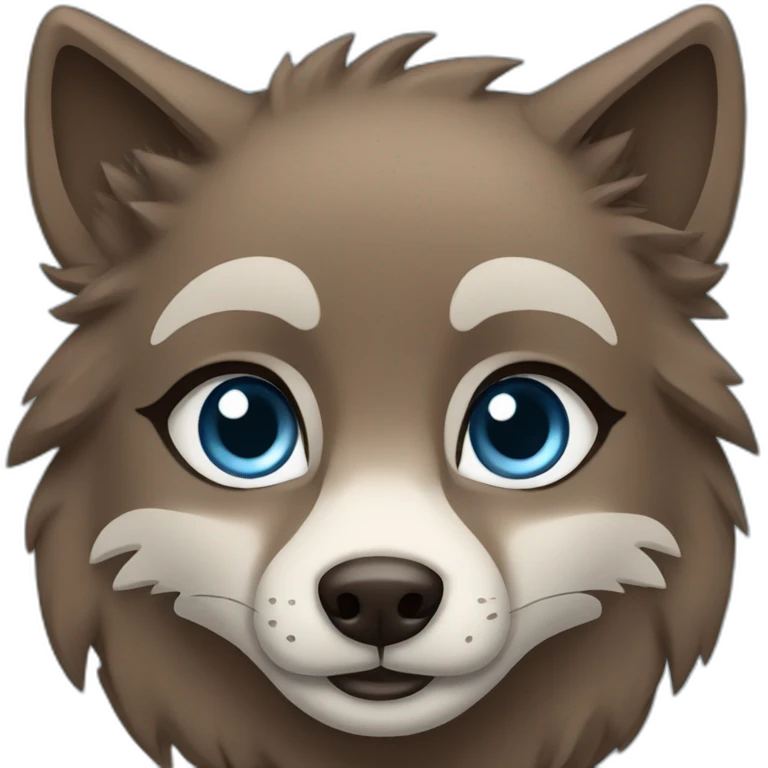 Brown female wolf blue eyes  emoji