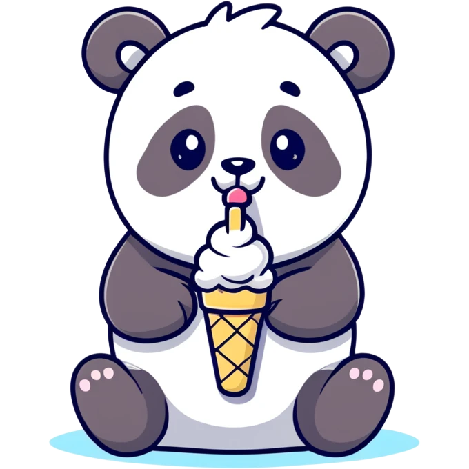 Panda eating ice cream emoji