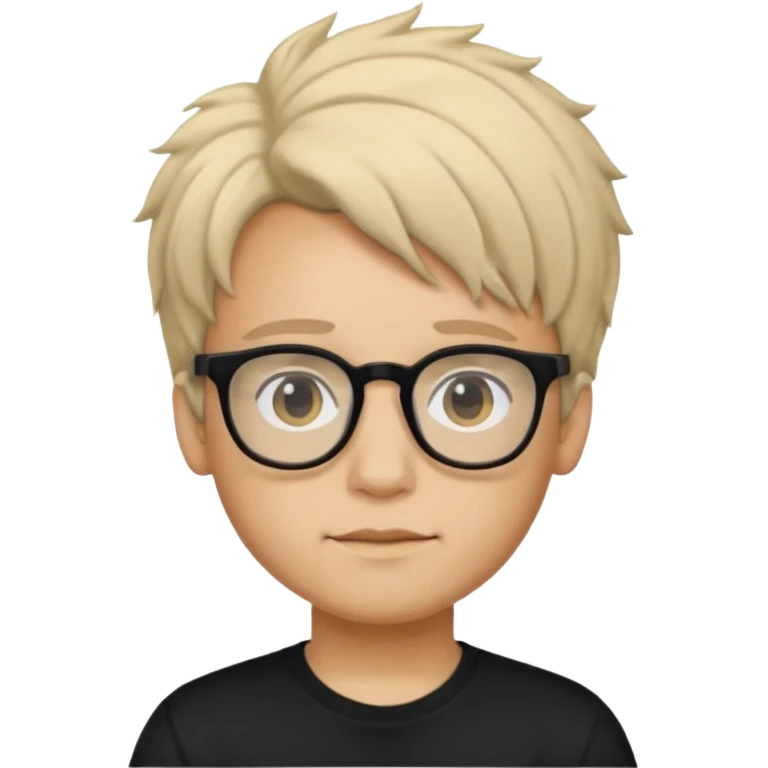  boy with freeform hair black t-shirt put a glasses emoji