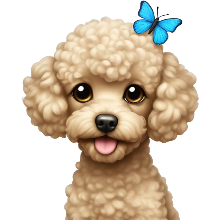 Blonde Toy poodle with blue butterfly  emoji
