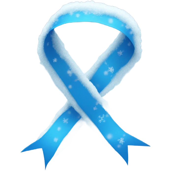 Blue ribbon with snow emoji