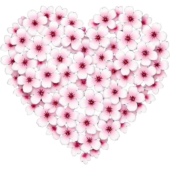 halloween sakura heart, heart made of white sakura petals with pink accents emoji