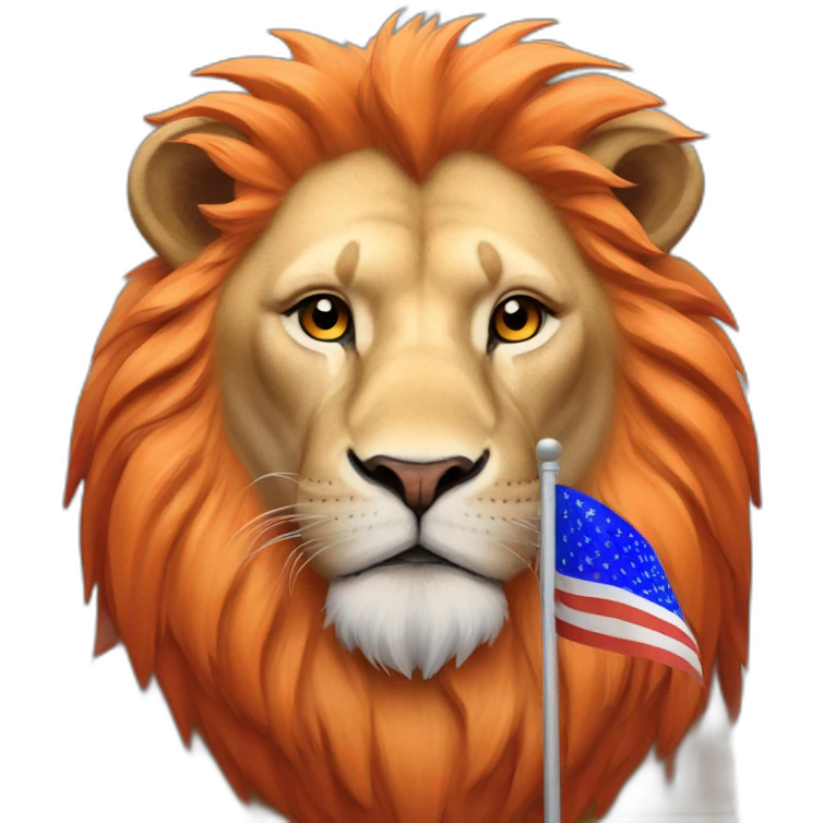 Orange lion with red white and blue flag emoji