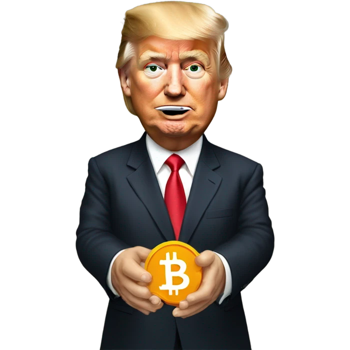 Donald trump holding bitcoin emoji
