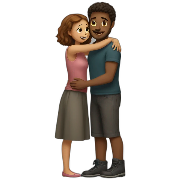 Short girl hug tall boy emoji