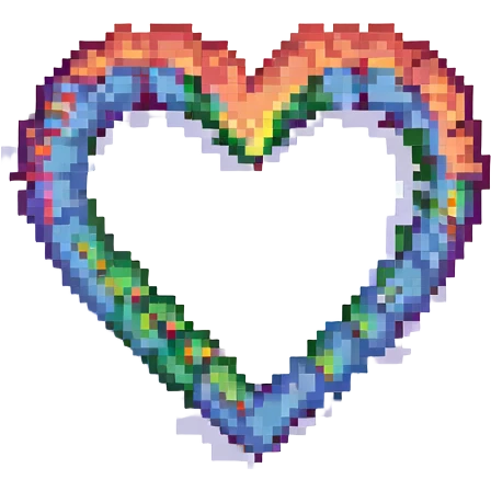 pride heart, small and retro, rainbow colors, pixel art style emoji
