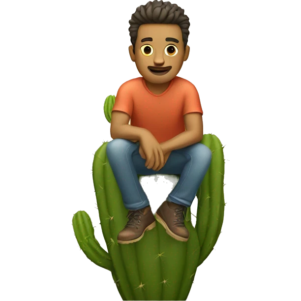 man sitting on cactus emoji