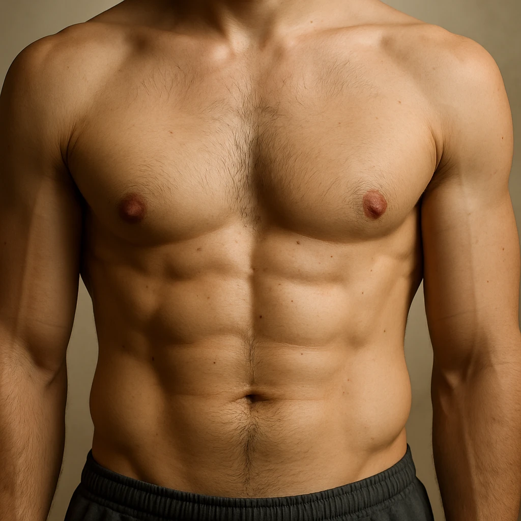 realistic male torso point of view, detailed and lifelike emoji