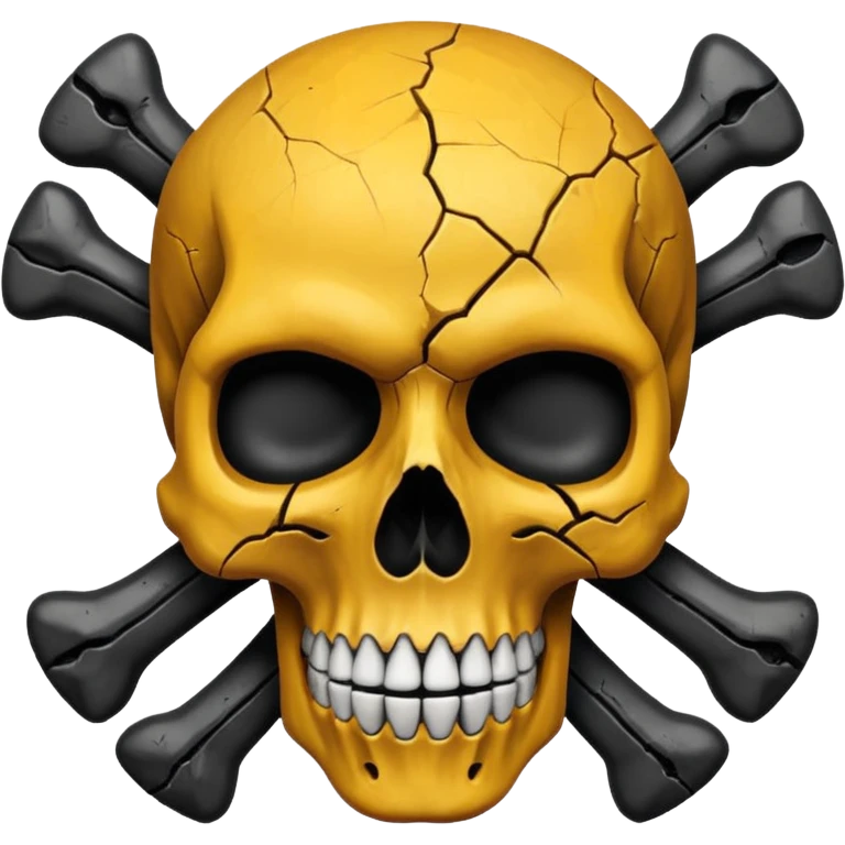 caution skull, black color, X shape bones behind the skull emoji