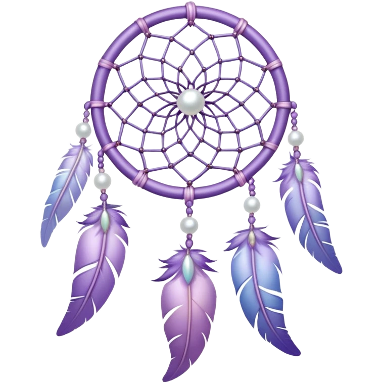 Iridescent Pastel Violet lavender dreamcatcher, white bead pearls  emoji