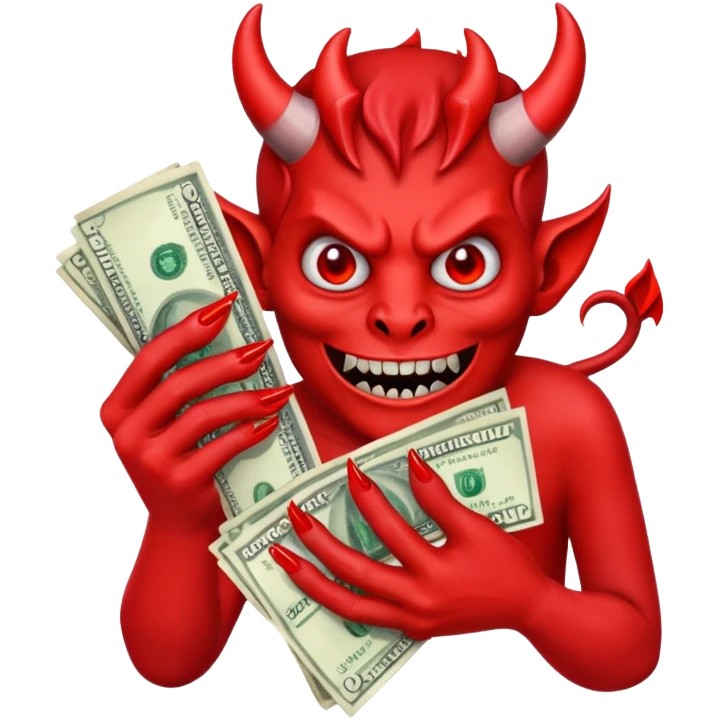 Devil hand with money emoji