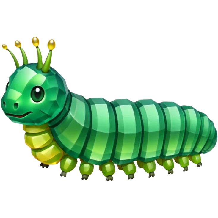 Emerald Crystal in the shape of a caterpillar emoji