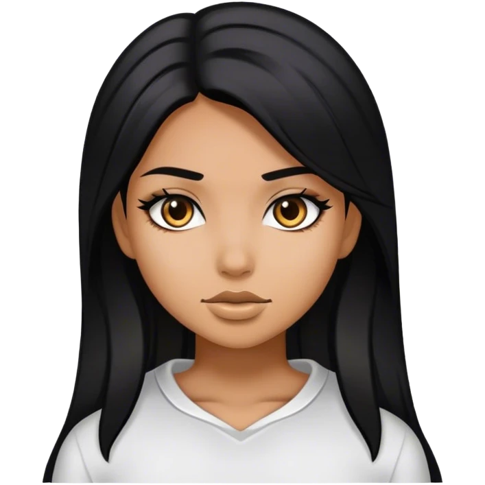 Girl Baddie with black hair and white higlights emoji