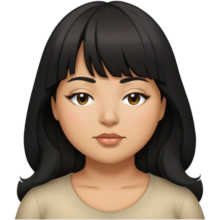Latina female with bangs black long hair plus size one eye closed emoji