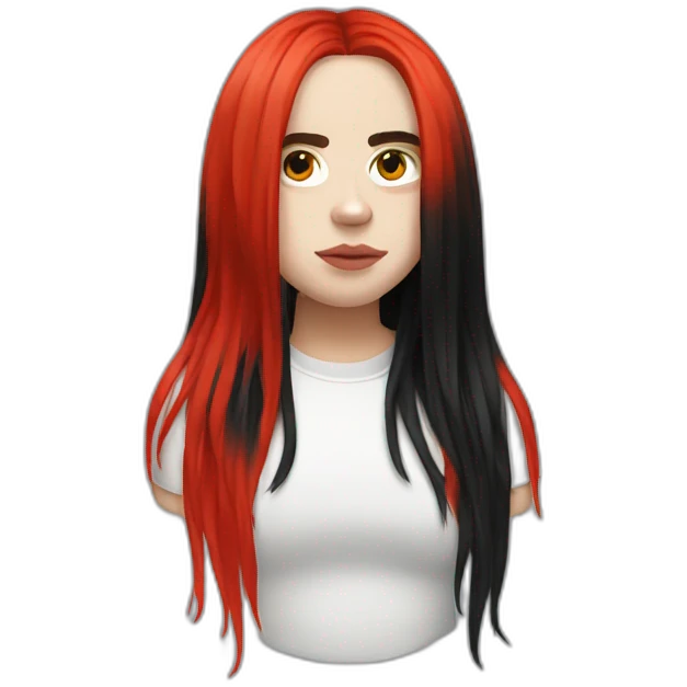 Billie eilish cheveux noir et rouge emoji