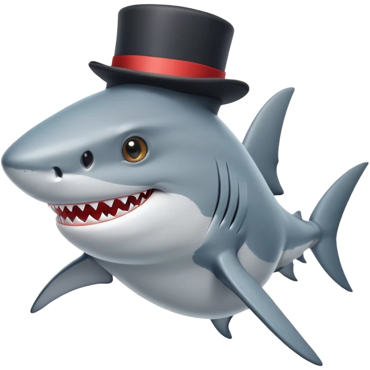 Shark with a top hat emoji