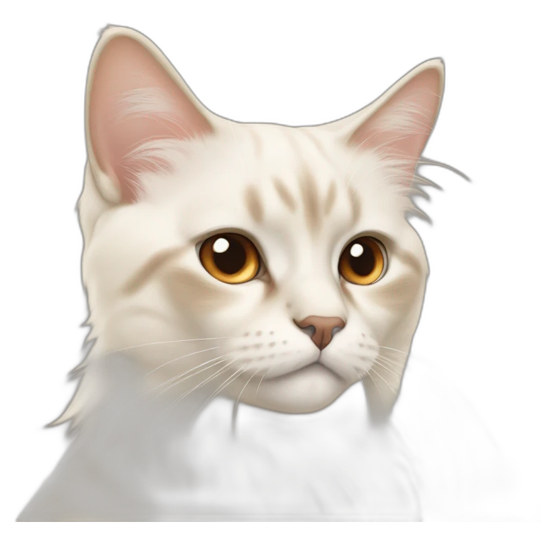 white Himalayan flame point cat with brown eyes and brown tipped ears emoji