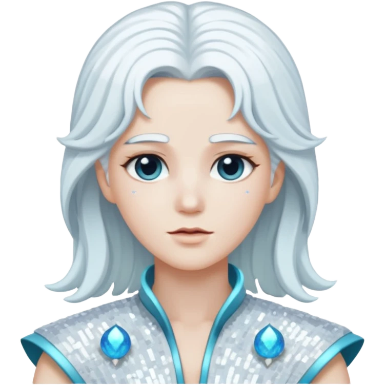 Uranus from Gods and Goddesses with long white hair, white sequin outfit emoji
