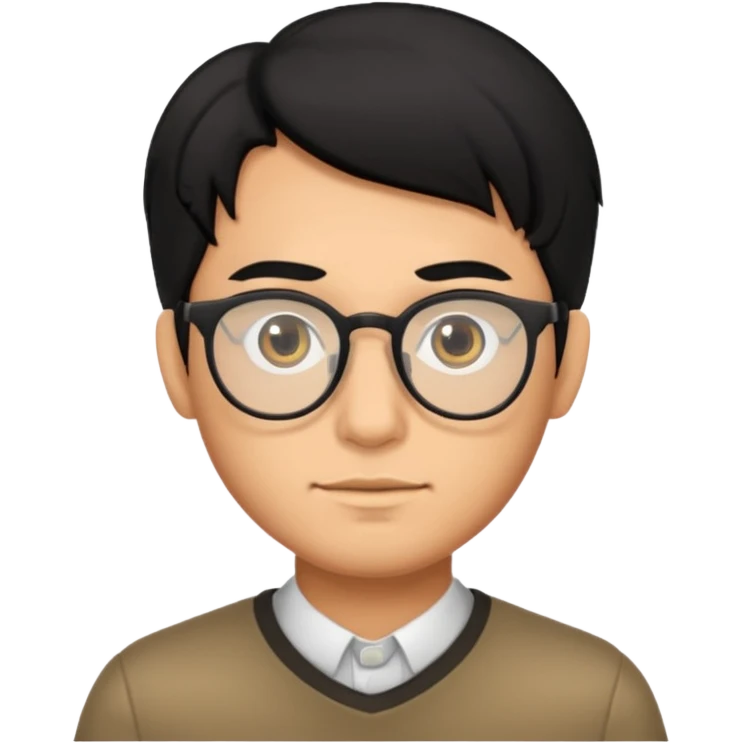 Black haired male with eyeglasses emoji