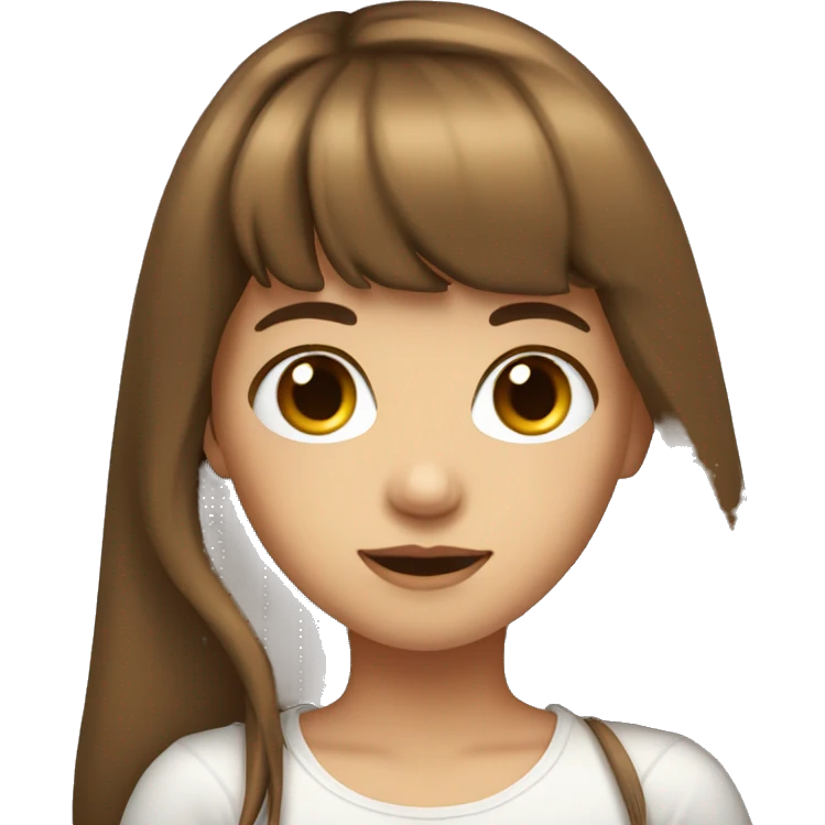 Girl with long brown hair- with bangs- with gauges  emoji