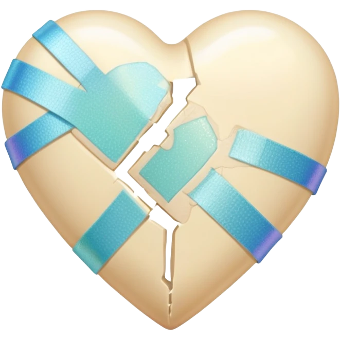 cream broken heart with sparkling Bandage emoji