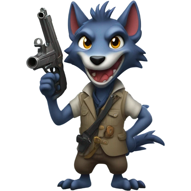 anthro sergal pointing gun at viewer emoji