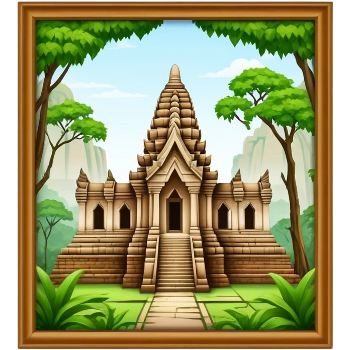 Cinematic Realistic Ayutthaya Ruins Landmark Emoji, depicted with ancient temple ruins amid lush greenery rendered with dramatic textures and nostalgic, warm lighting. emoji