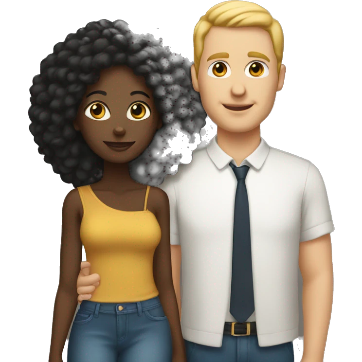 Black woman and white man couple emoji