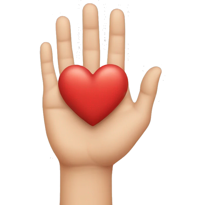 hand with heart emoji