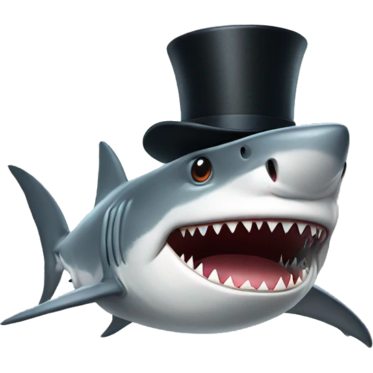 Shark with a top hat emoji